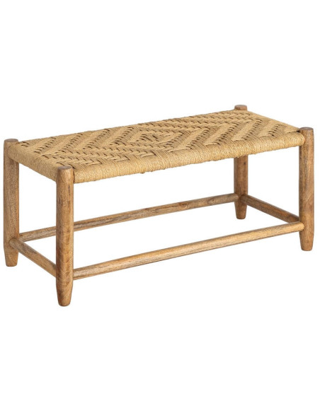 Banc manguier naturel assise tressée 92x42x41 cm Gimea Ixia - 1