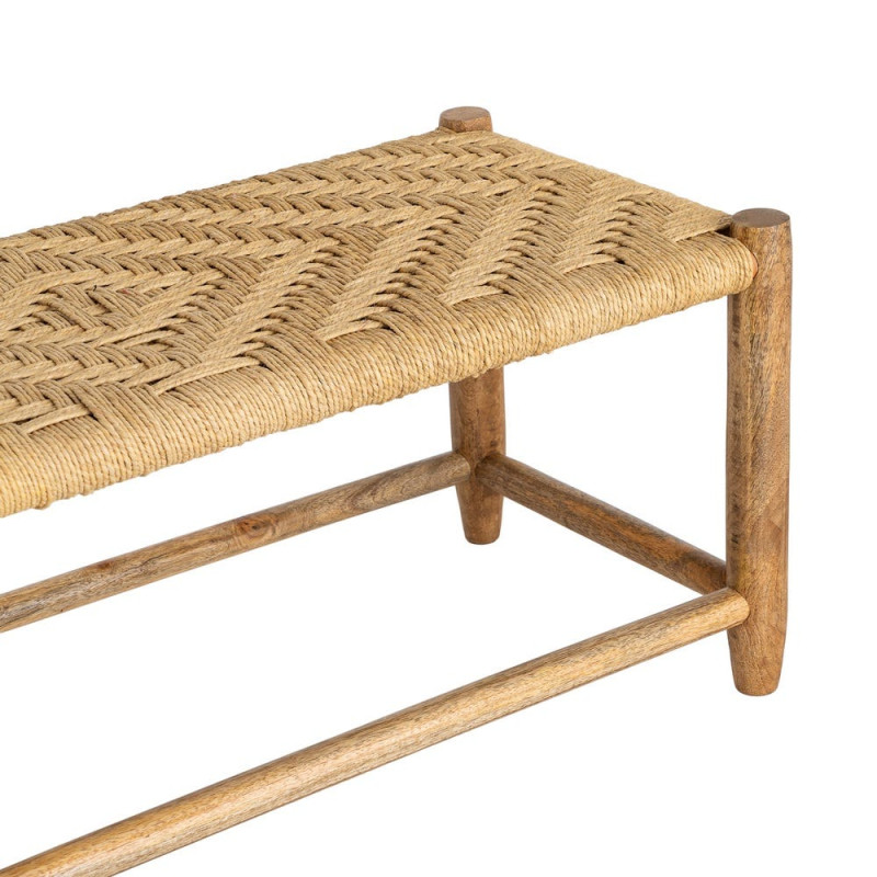 Banc manguier naturel assise tressée 92x42x41 cm Gimea Ixia - 3