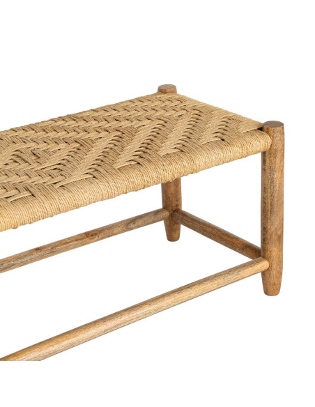 Banc manguier naturel assise tressée 92x42x41 cm Gimea Ixia - 3
