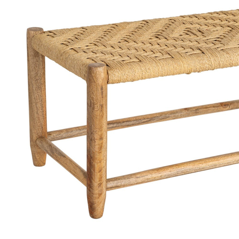 Banc manguier naturel assise tressée 92x42x41 cm Gimea Ixia - 4