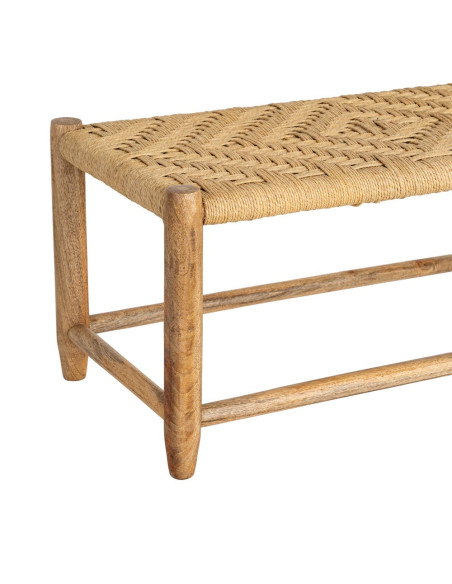 Banc manguier naturel assise tressée 92x42x41 cm Gimea Ixia - 4