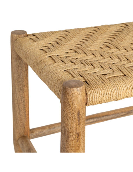 Banc manguier naturel assise tressée 92x42x41 cm Gimea Ixia - 5