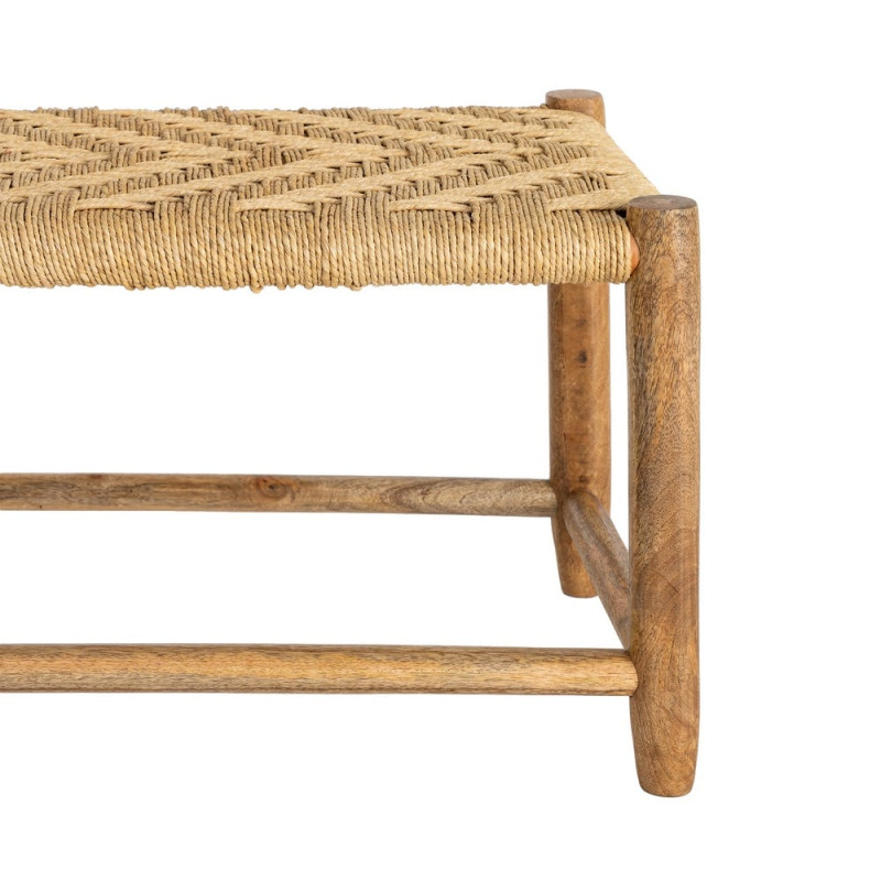 Banc manguier naturel assise tressée 92x42x41 cm Gimea Ixia - 6