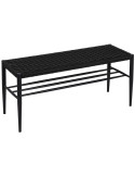 Banc d’entrée noir corde tressée métal 100x35x46 cm Timeu