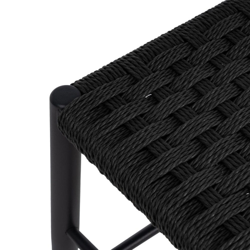 Banc d’entrée noir corde tressée métal 100x35x46 cm Timeu Ixia - 3