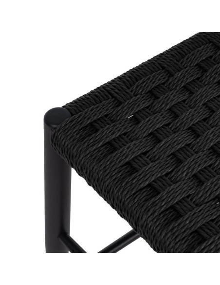 Banc d’entrée noir corde tressée métal 100x35x46 cm Timeu Ixia - 3
