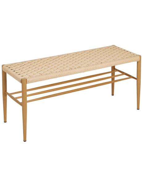 Banc d’entrée naturel corde tressée métal 100x35x46 cm Timeu Ixia - 1