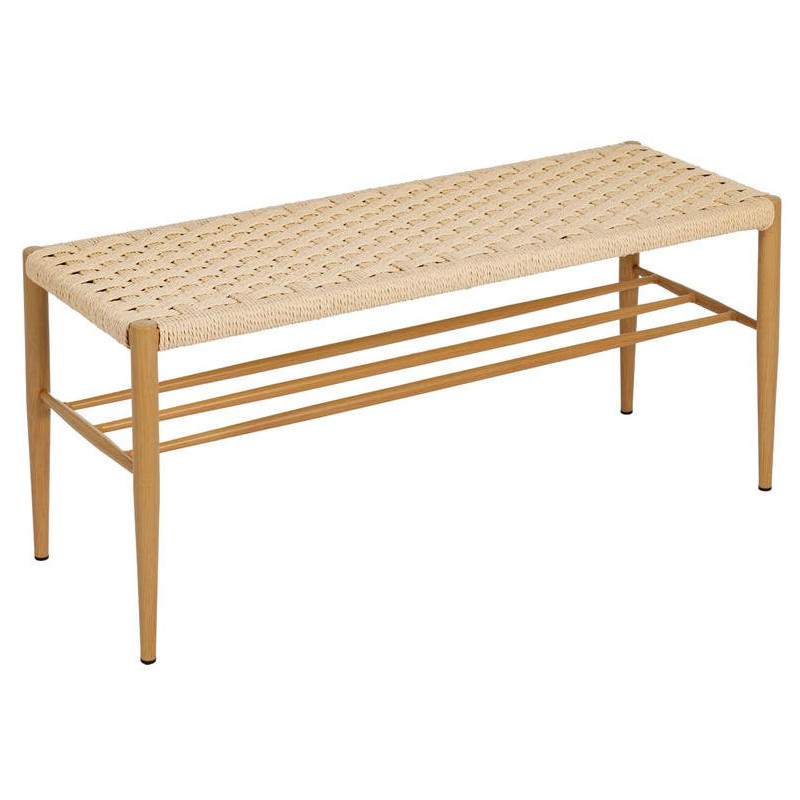 Banc d’entrée naturel corde tressée métal 100x35x46 cm Timeu Ixia - 1