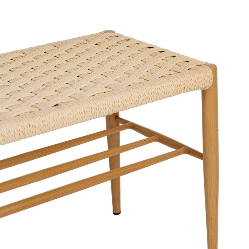 Banc d’entrée naturel corde tressée métal 100x35x46 cm Timeu Ixia - 4