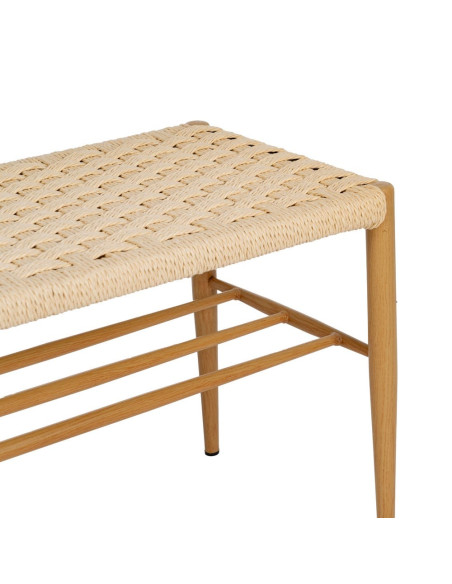 Banc d’entrée naturel corde tressée métal 100x35x46 cm Timeu Ixia - 4