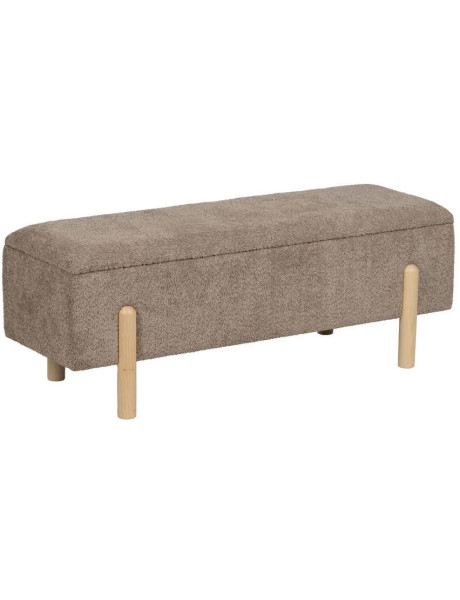 Banc coffre bouclette taupe 122x42x45 cm Bazio Ixia - 1