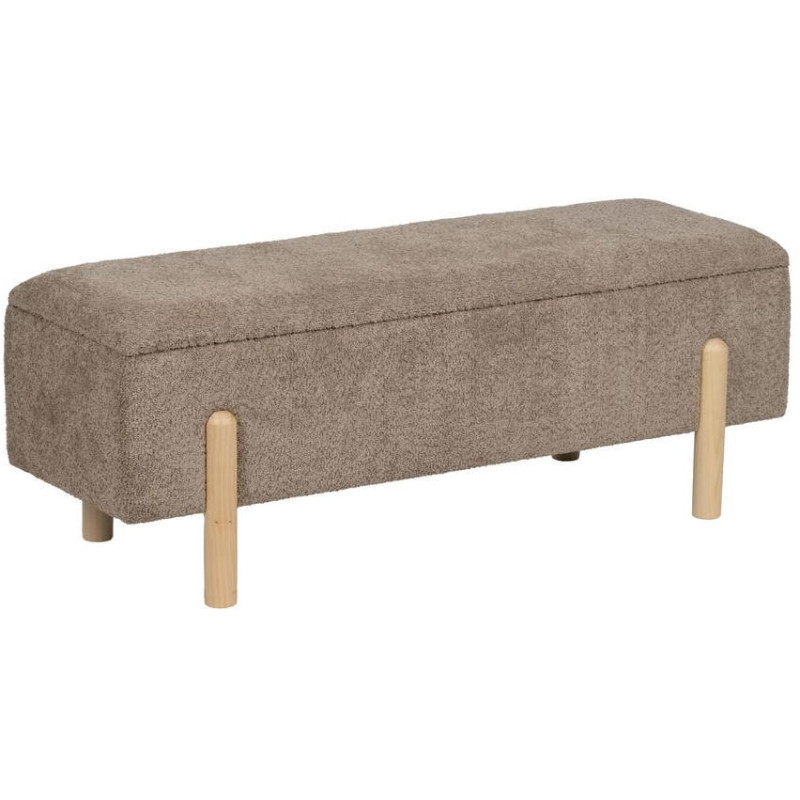 Banc coffre bouclette taupe 122x42x45 cm Bazio Ixia - 1