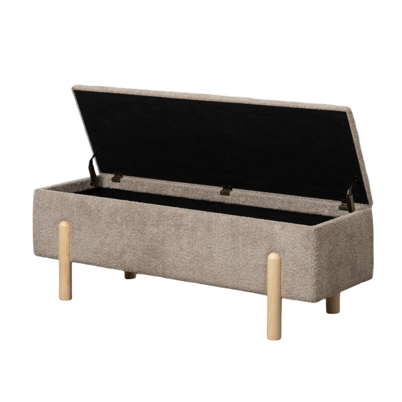 Banc coffre bouclette taupe 122x42x45 cm Bazio Ixia - 2