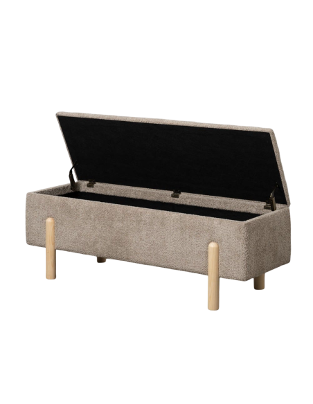 Banc coffre bouclette taupe 122x42x45 cm Bazio Ixia - 2