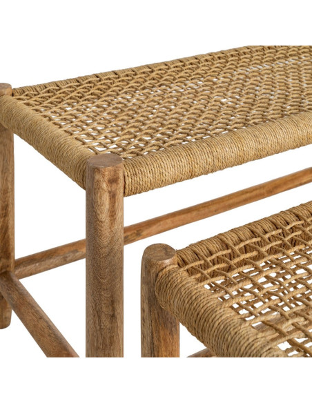 Lot de 2 bancs gigognes manguier assise tressée Mevao Ixia - 3