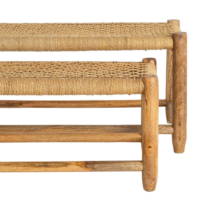 Lot de 2 bancs gigognes manguier assise tressée Mevao Ixia - 4