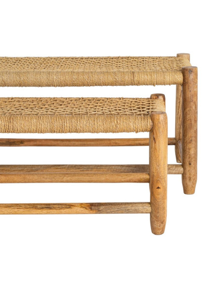Lot de 2 bancs gigognes manguier assise tressée Mevao Ixia - 4