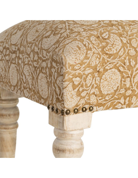 Banc rembourré floral moutarde coton-lin 60x40x40 cm Tasio Ixia - 2