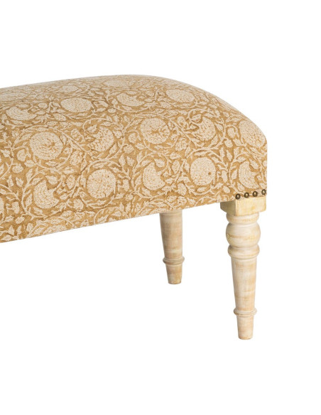Banc rembourré floral moutarde coton-lin 60x40x40 cm Tasio Ixia - 3