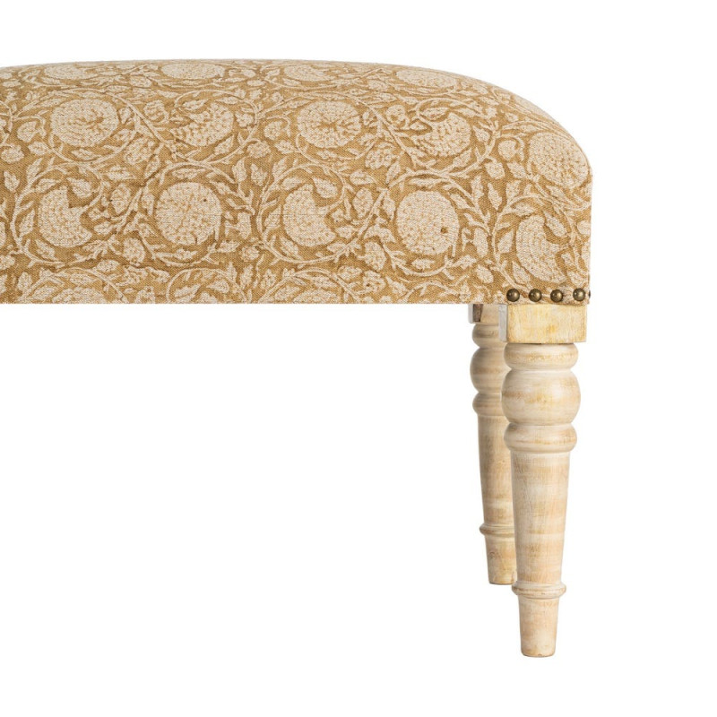 Banc rembourré floral moutarde coton-lin 60x40x40 cm Tasio Ixia - 4