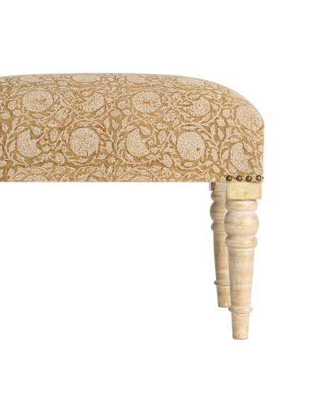 Banc rembourré floral moutarde coton-lin 60x40x40 cm Tasio Ixia - 4