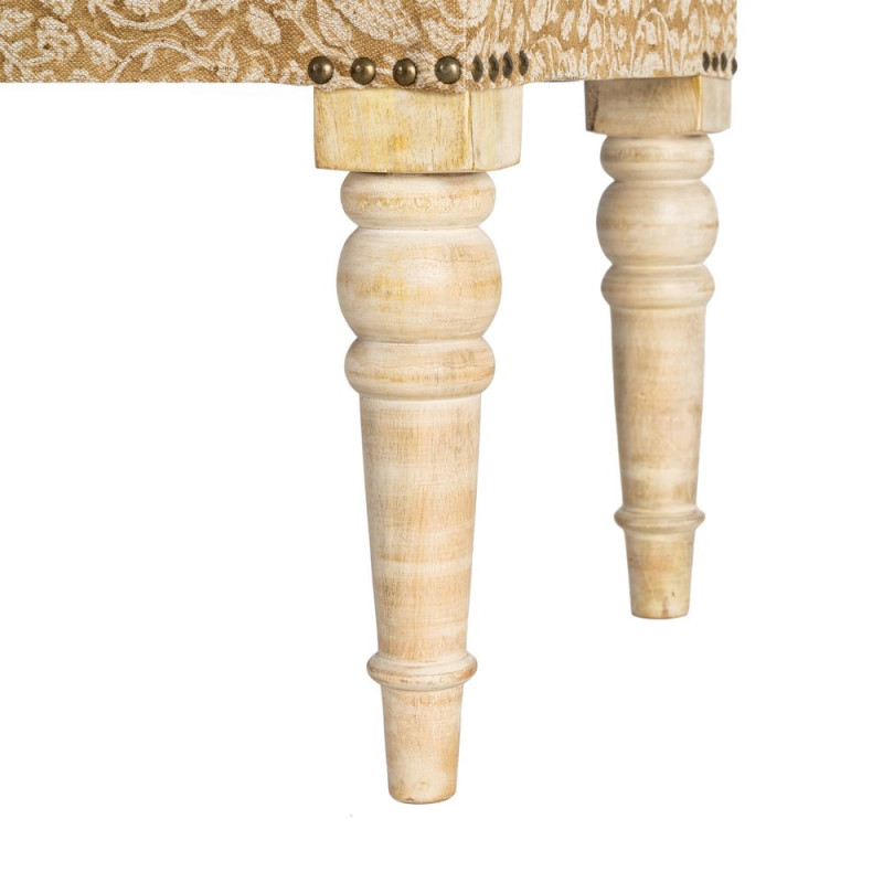 Banc rembourré floral moutarde coton-lin 60x40x40 cm Tasio Ixia - 5