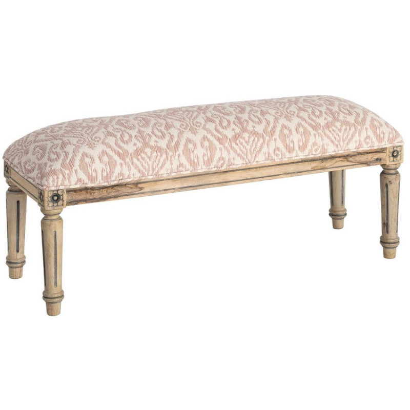 Banc bout de lit vintage rose poudré en tissu 119x40x38 cm Setea Ixia - 1