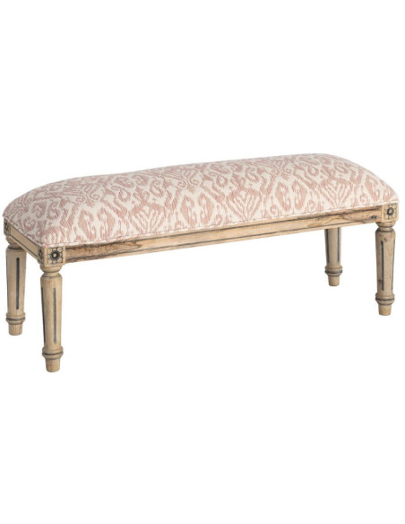 Banc bout de lit vintage rose poudré en tissu 119x40x38 cm Setea Ixia - 1