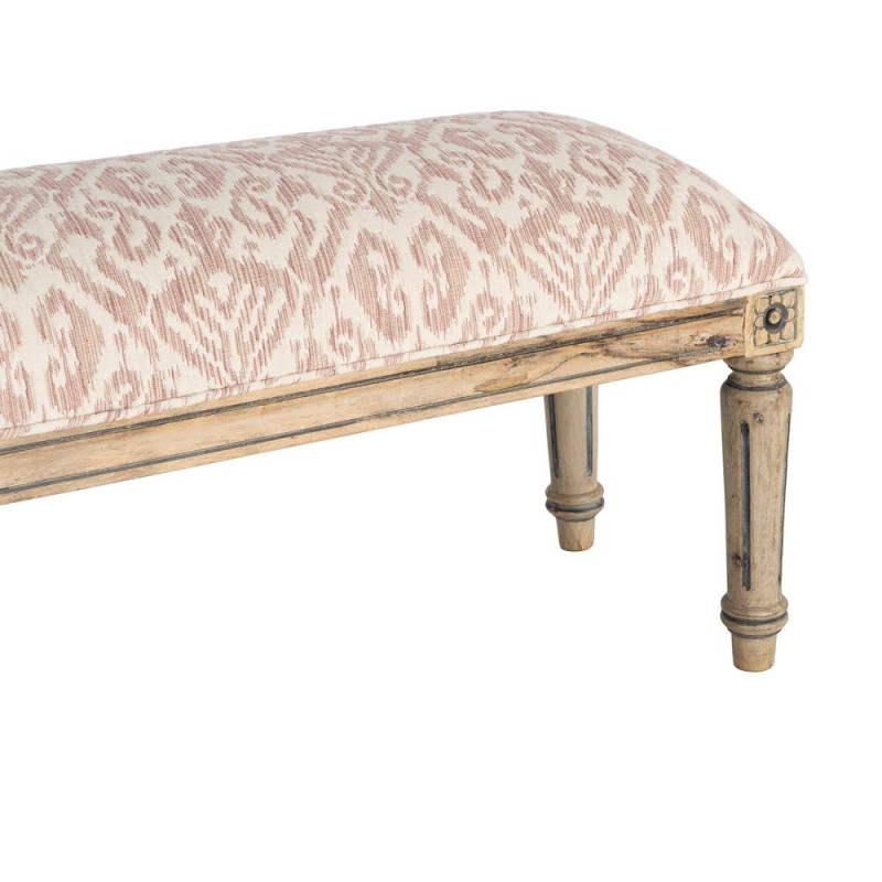 Banc bout de lit vintage rose poudré en tissu 119x40x38 cm Setea Ixia - 2