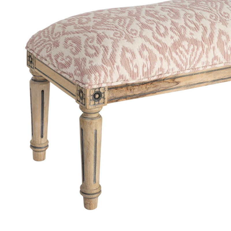 Banc bout de lit vintage rose poudré en tissu 119x40x38 cm Setea Ixia - 3
