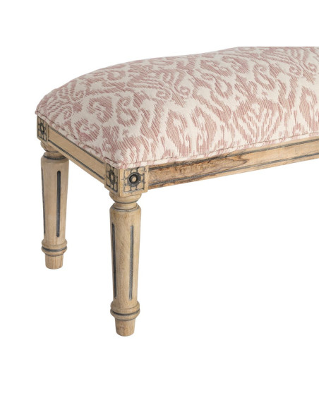 Banc bout de lit vintage rose poudré en tissu 119x40x38 cm Setea Ixia - 3