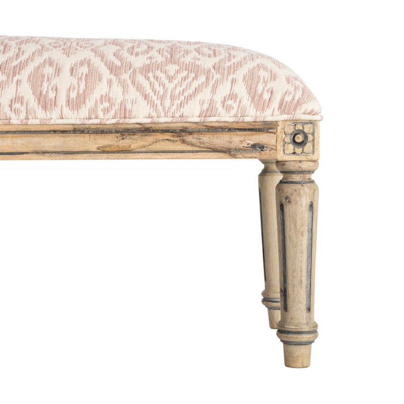Banc bout de lit vintage rose poudré en tissu 119x40x38 cm Setea Ixia - 5