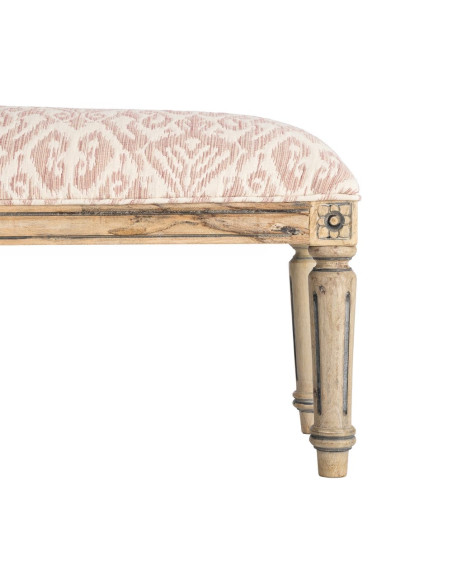 Banc bout de lit vintage rose poudré en tissu 119x40x38 cm Setea Ixia - 5