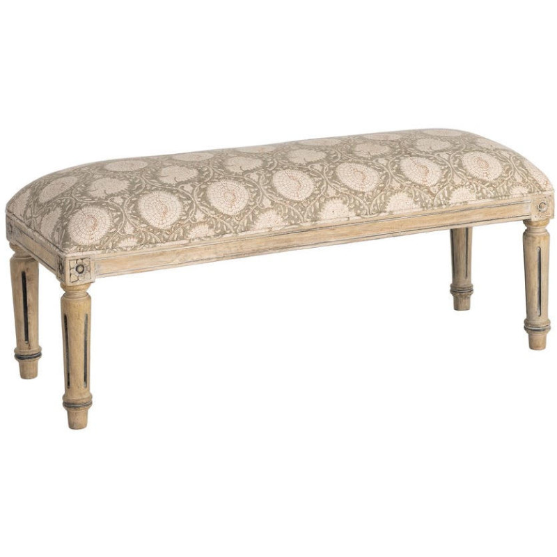 Banc bout de lit floral vert sauge 119x40x38 cm Mulea Ixia - 1