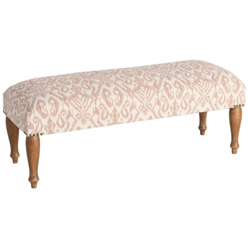 Banc bout de lit vintage rose poudré en tissu 115x43x43 cm Damoa Ixia - 1