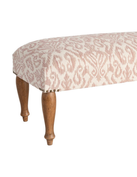 Banc bout de lit vintage rose poudré en tissu 115x43x43 cm Damoa Ixia - 2