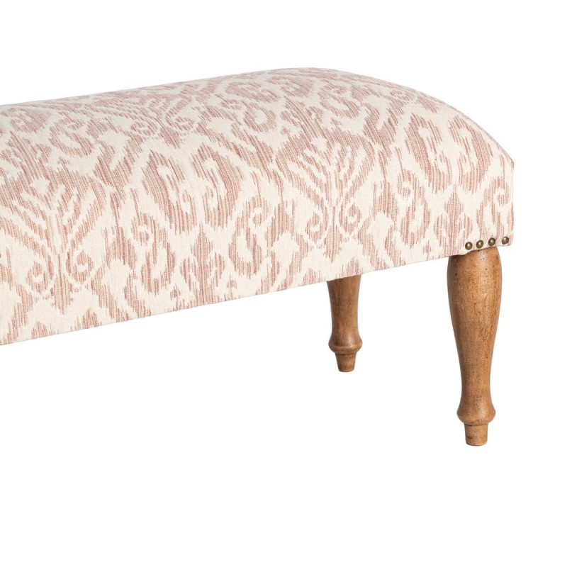 Banc bout de lit vintage rose poudré en tissu 115x43x43 cm Damoa Ixia - 3