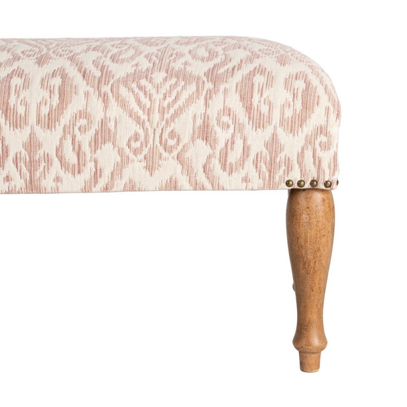 Banc bout de lit vintage rose poudré en tissu 115x43x43 cm Damoa Ixia - 5