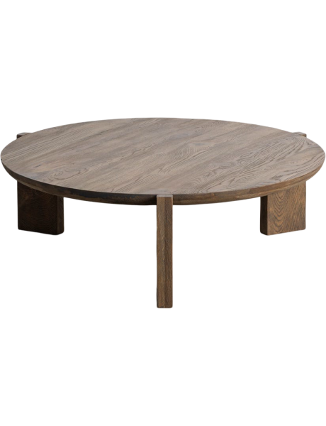 Table basse ronde chêne brun 100x100x32 cm Jazea Ixia - 1