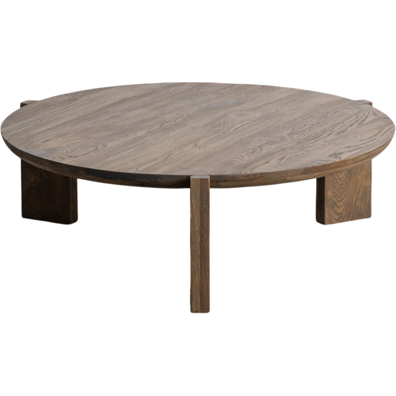 Table basse ronde chêne brun 100x100x32 cm Jazea Ixia - 1