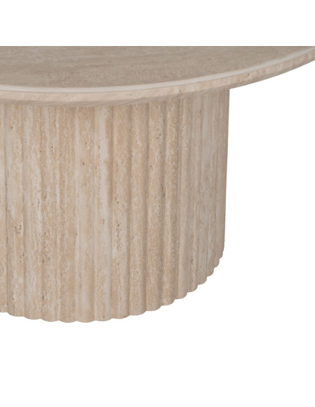 Table basse ronde plateau pierre frittée beige 90x90x45 cm Zazea Ixia - 7