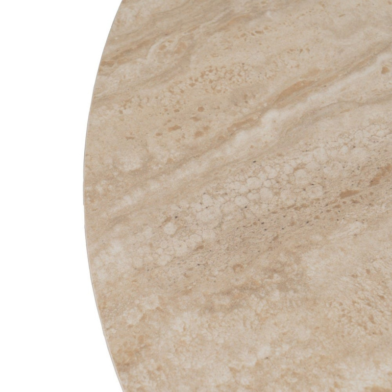 Table basse ovale pierre frittée beige effet travertin 120x60x46 cm Zazea Ixia - 4