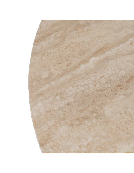 Table basse ovale pierre frittée beige effet travertin 120x60x46 cm Zazea Ixia - 4
