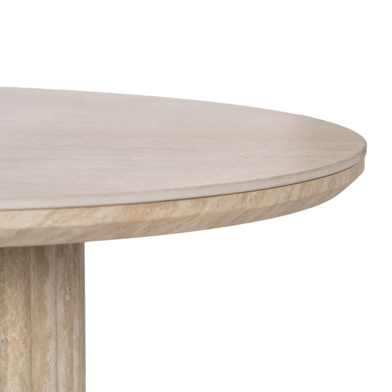 Table basse ovale pierre frittée beige effet travertin 120x60x46 cm Zazea Ixia - 5