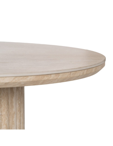 Table basse ovale pierre frittée beige effet travertin 120x60x46 cm Zazea Ixia - 5
