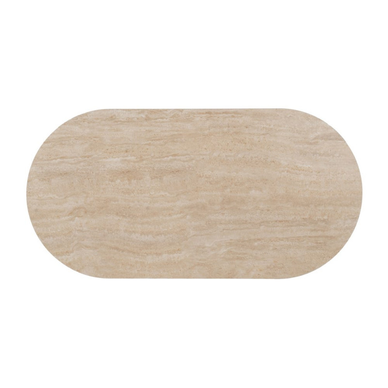 Table basse ovale pierre frittée beige effet travertin 120x60x46 cm Zazea Ixia - 8