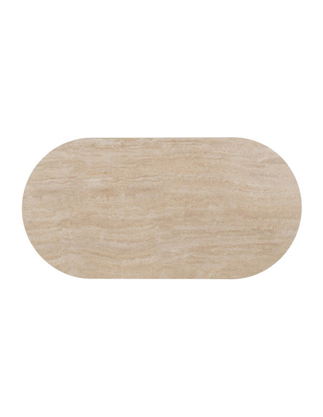 Table basse ovale pierre frittée beige effet travertin 120x60x46 cm Zazea Ixia - 8