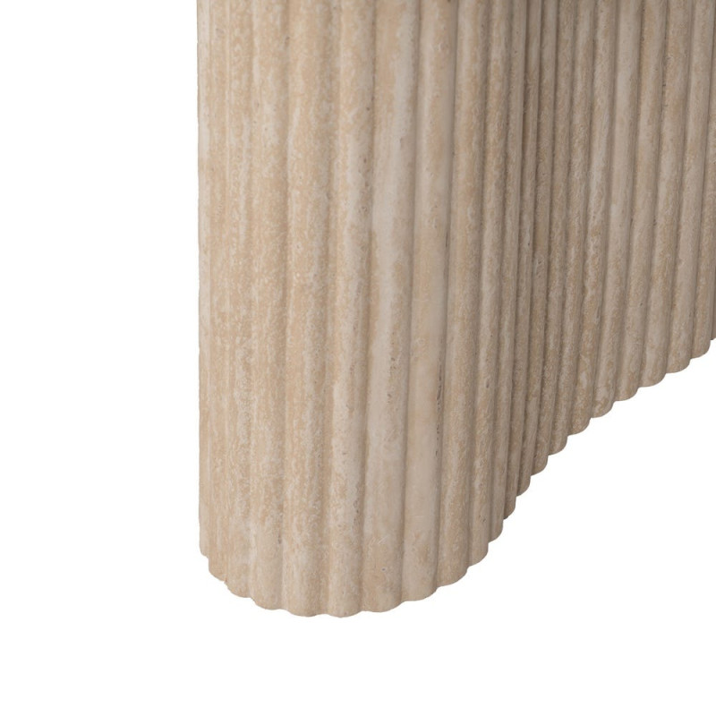 Table basse ovale pierre frittée beige effet travertin 120x60x46 cm Zazea Ixia - 9