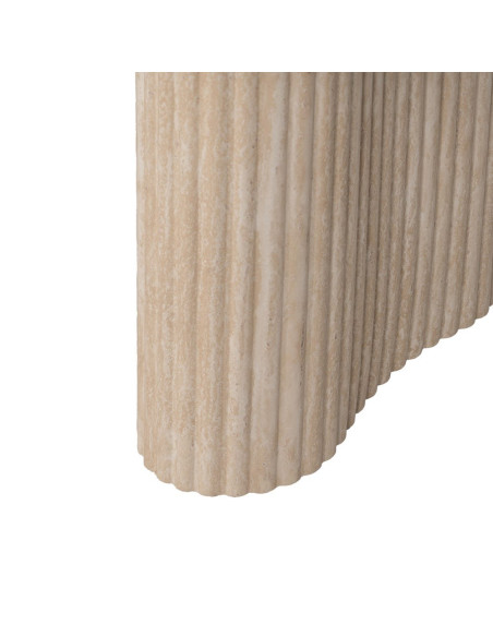 Table basse ovale pierre frittée beige effet travertin 120x60x46 cm Zazea Ixia - 9