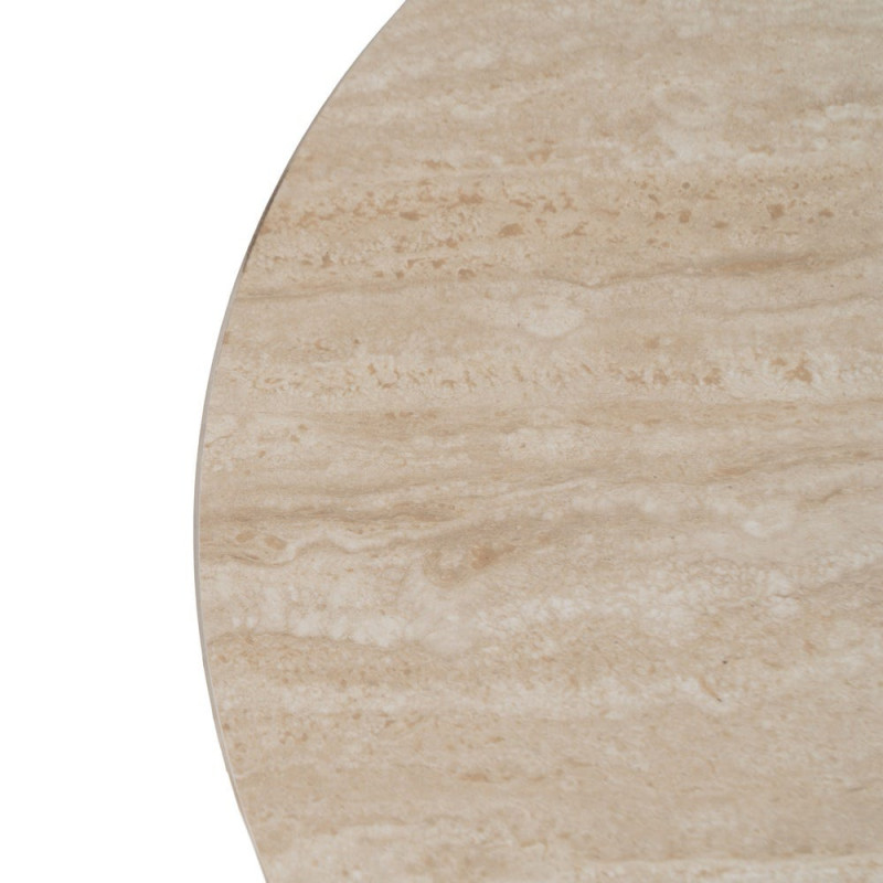 Table basse ronde pierre frittée beige effet travertin 70x70x38,5 cm Zazea Ixia - 2